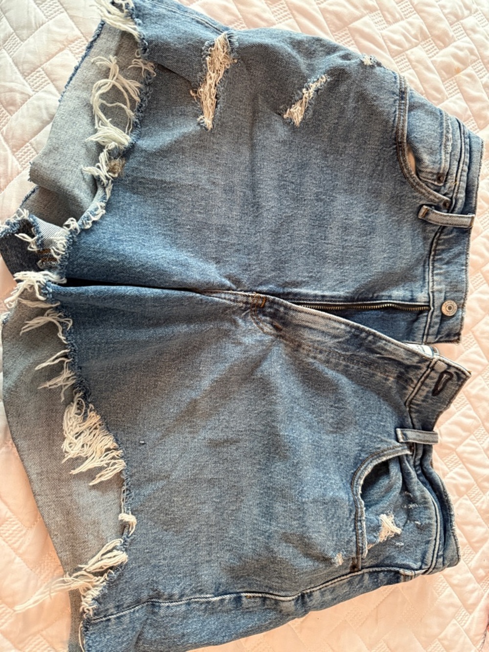 Abercrombie & Fitch Light Blue High-Rise Mom Shorts